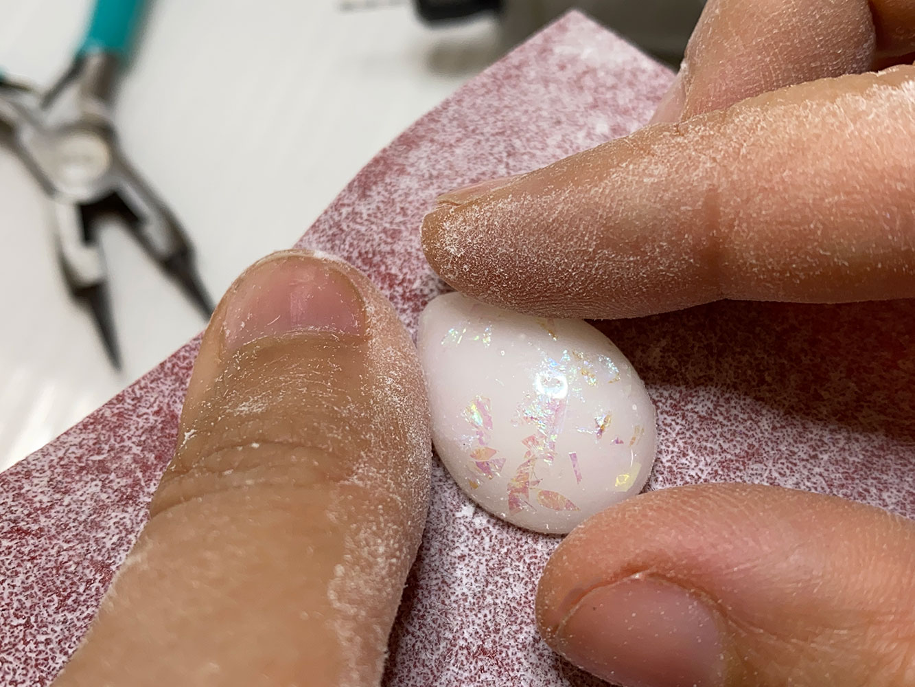 Anna Shaping Breast Milk Stone while Working on Customer Order - KeepsakeMom