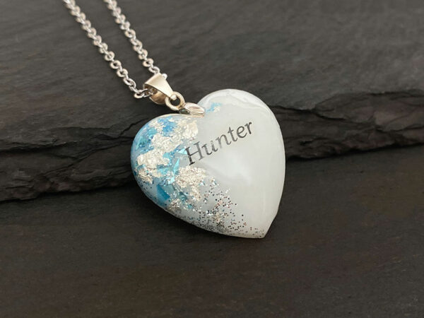 KeepsakeMom Breastmilk Jewelry Breastmilk Necklace, Silver Boy, Blue & Silver