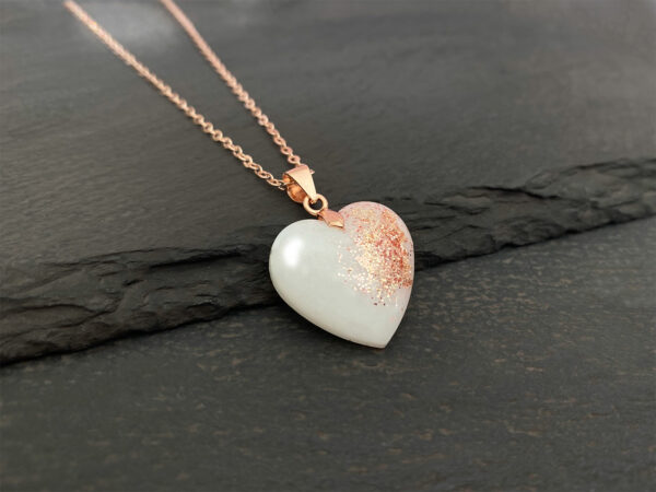 Breastmilk Rose Gold Shimmer Heart Necklace Small Keepsakemom