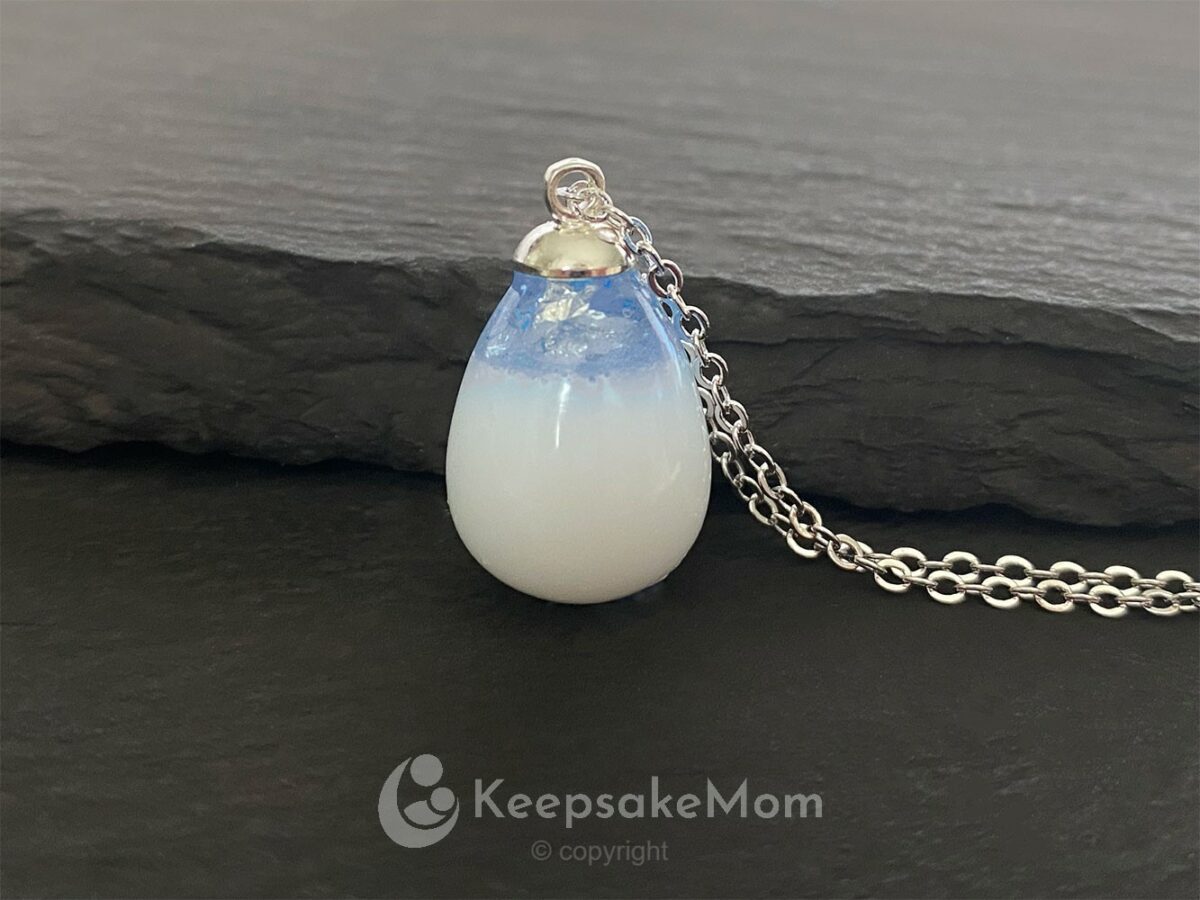 KeepsakeMom Breastmilk Jewelry Breastmilk Necklace, Celebration Drop, Silver, September