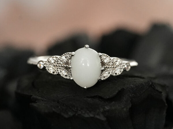 breastmilk ring oval stone sterling silver ring from KeepsakeMom white gold plating