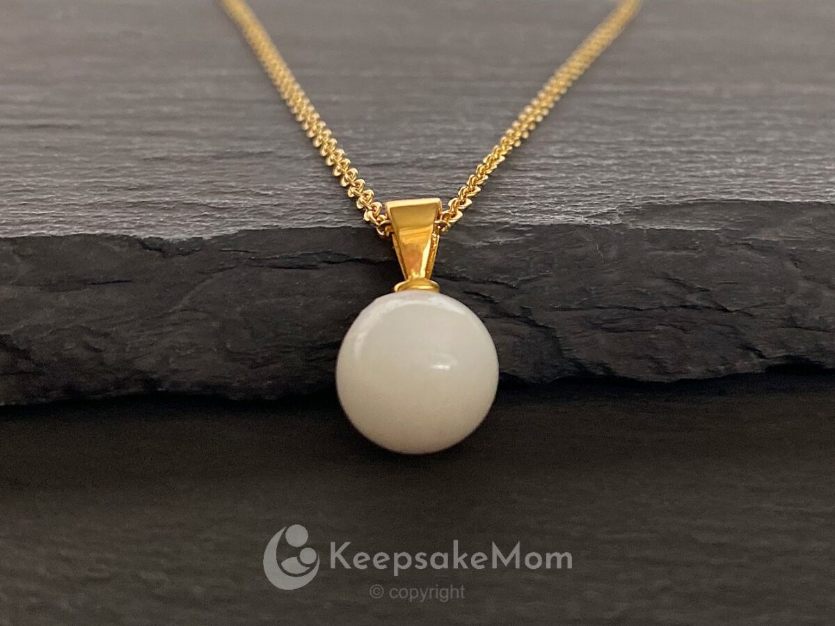 breastmilk jewelry pearl necklace KeepsakeMom gold