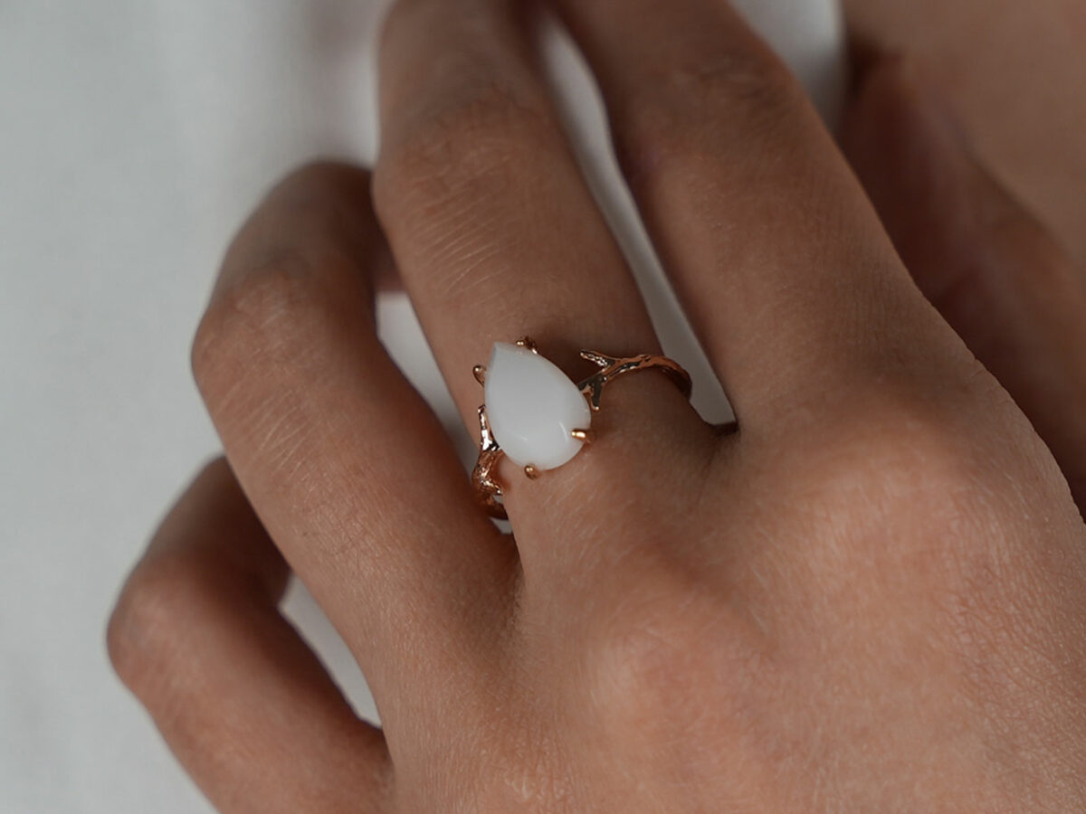 breastmilk jewelry drop branch ring mother nature rose gold hand KeepsakeMom