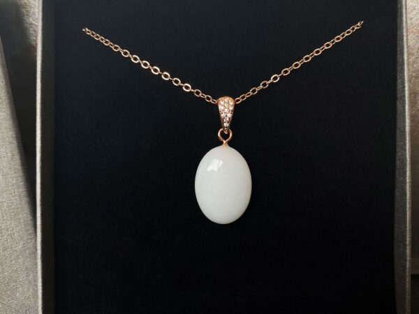 breastmilk jewelry milky brilliance oval necklace with fancy bail crystals from KeepsakeMom rose gold