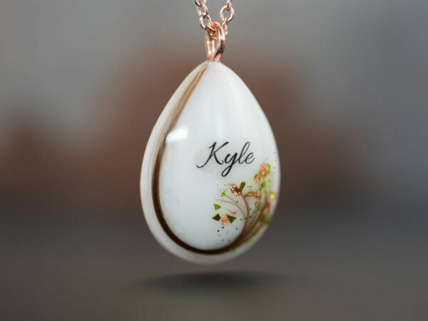 Breastmilk jewelry necklace pendant drop design your own flakes baby name hair from KeepsakeMom