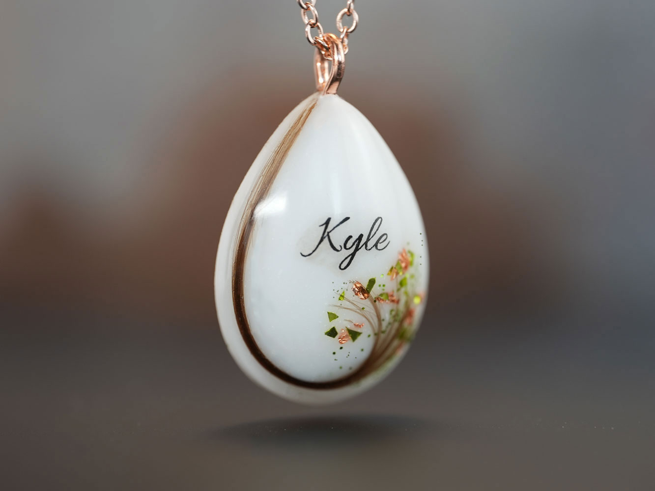 Breastmilk Jewelry Teardrop Necklace Lock Of Hair Name Keepsakemom Birth Color Side View