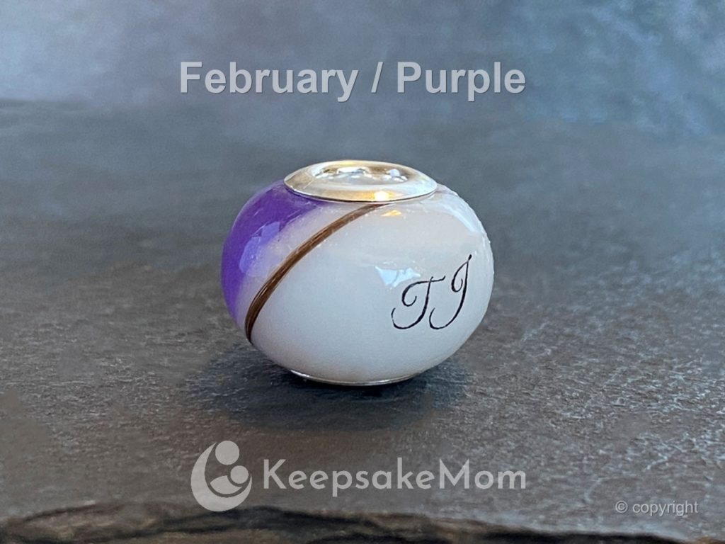 KeepsakeMom Breast Milk Jewelry Breastmilk Bead Name Hair February Birth Month
