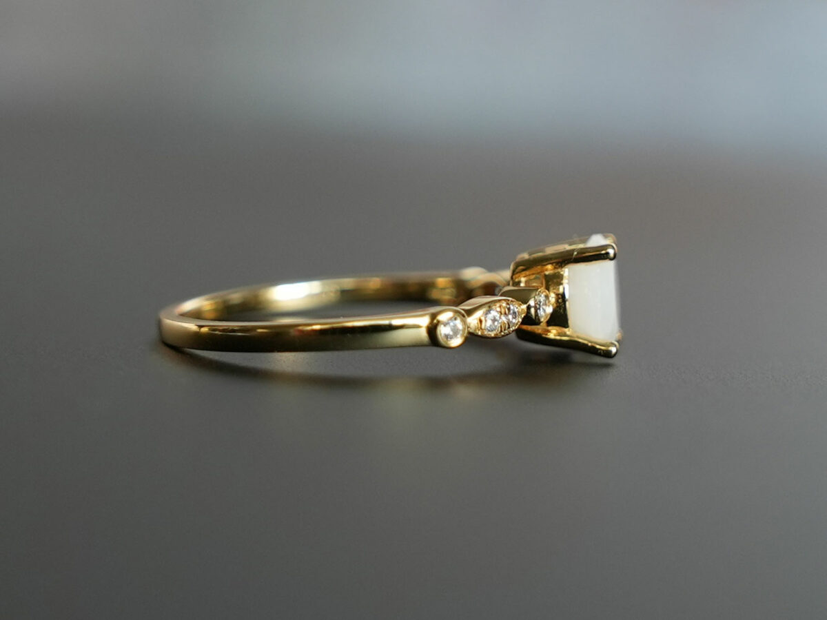 yellow gold plated sterling silver breast milk jewelry with diamond shape stone and diamond crystals from KeepsakeMom