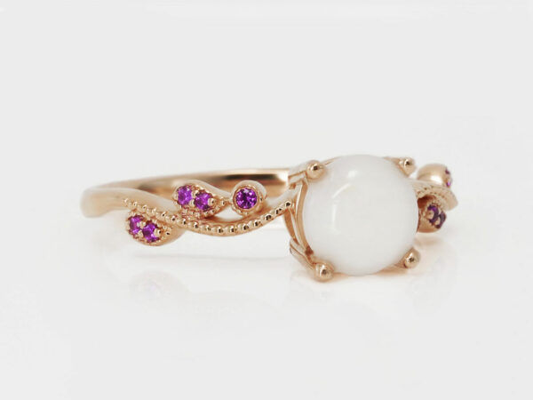 breast milk jewelry ring amethyst crystals round breastmilk stone from Keepsake Mom rose gold