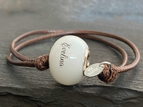 Breast Milk Jewelry Bead Bracelet Simple Name Silver Keepsakemom