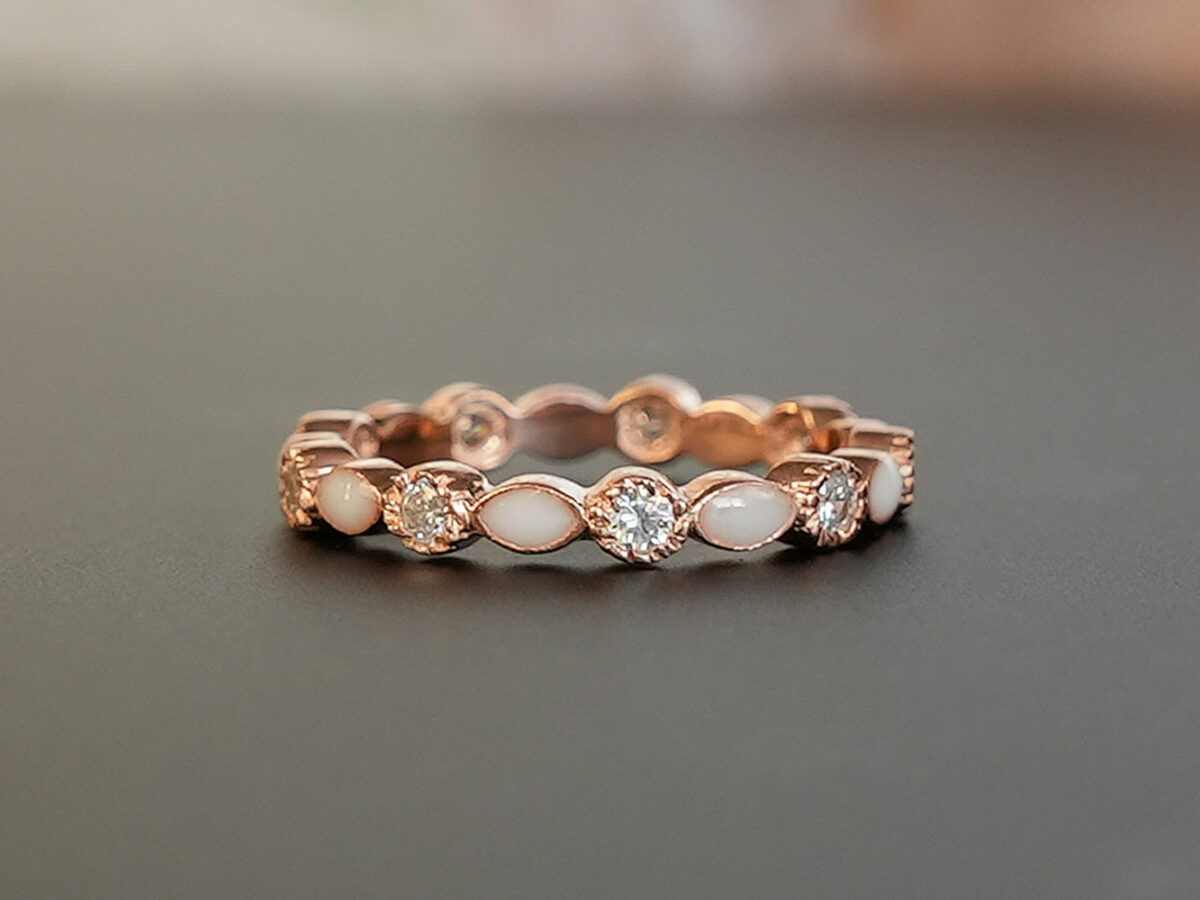 breastmilk ring infinity fine stacker band rose gold clear crystals KeepsakeMom