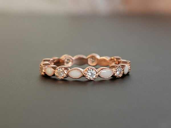 breastmilk ring infinity fine stacker band rose gold clear crystals KeepsakeMom