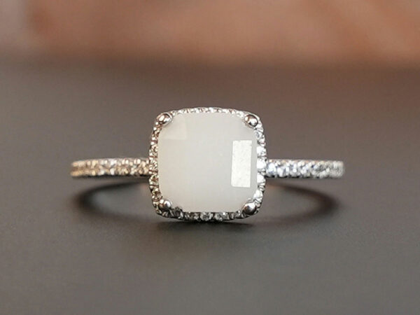 breastmilk jewelry ring square diamond breastmilk stone band crystals Keepsakemom white gold