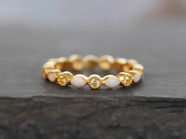breastmilk ring infinity fine stacker band yellow gold citrine crystals KeepsakeMom