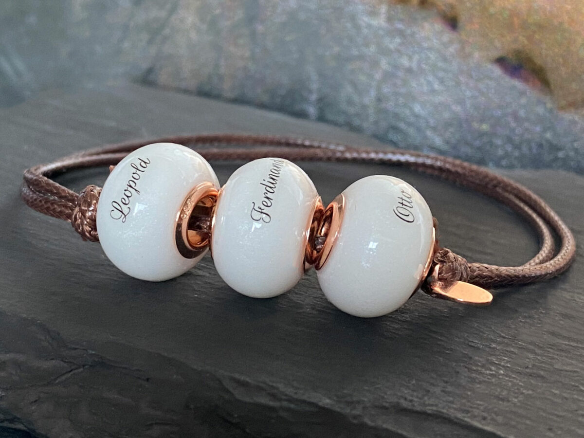breastmilk jewelry bead bracelet with birth date childs name rosegold keepsakemom