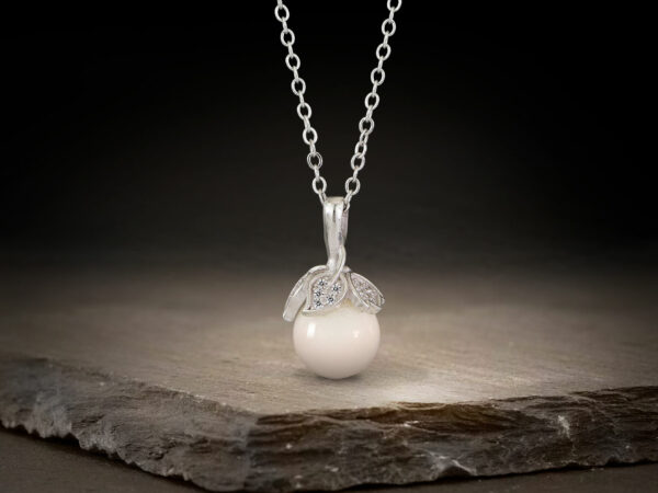 breastmilk jewelry sweet pea necklace pearl flower KeepsakeMom silver