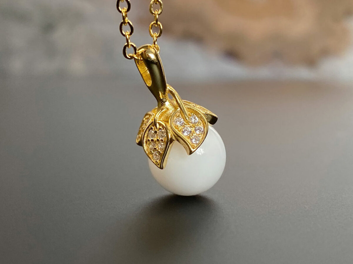 breastmilk jewelry sweet pea necklace pearl flower KeepsakeMom gold