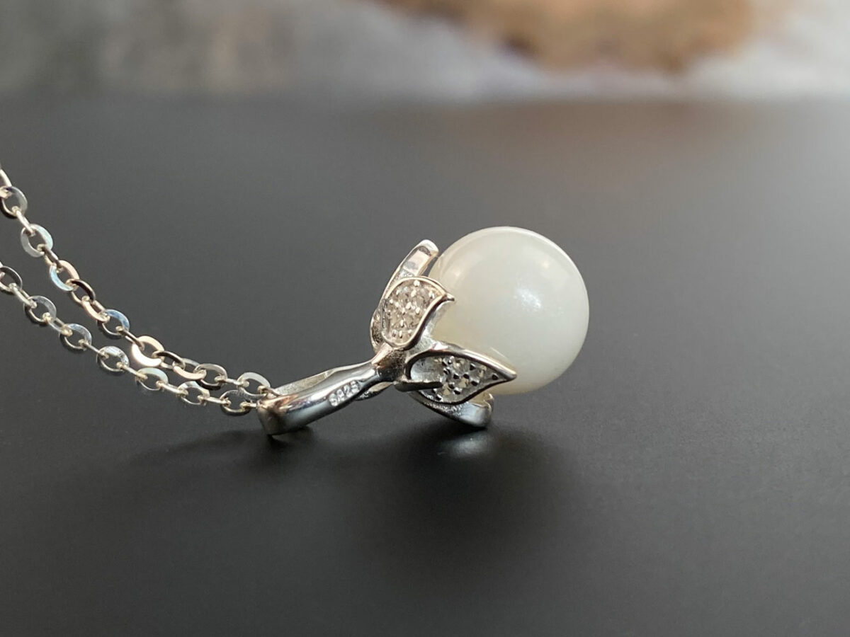 breastmilk jewelry sweet pea necklace pearl flower KeepsakeMom silver