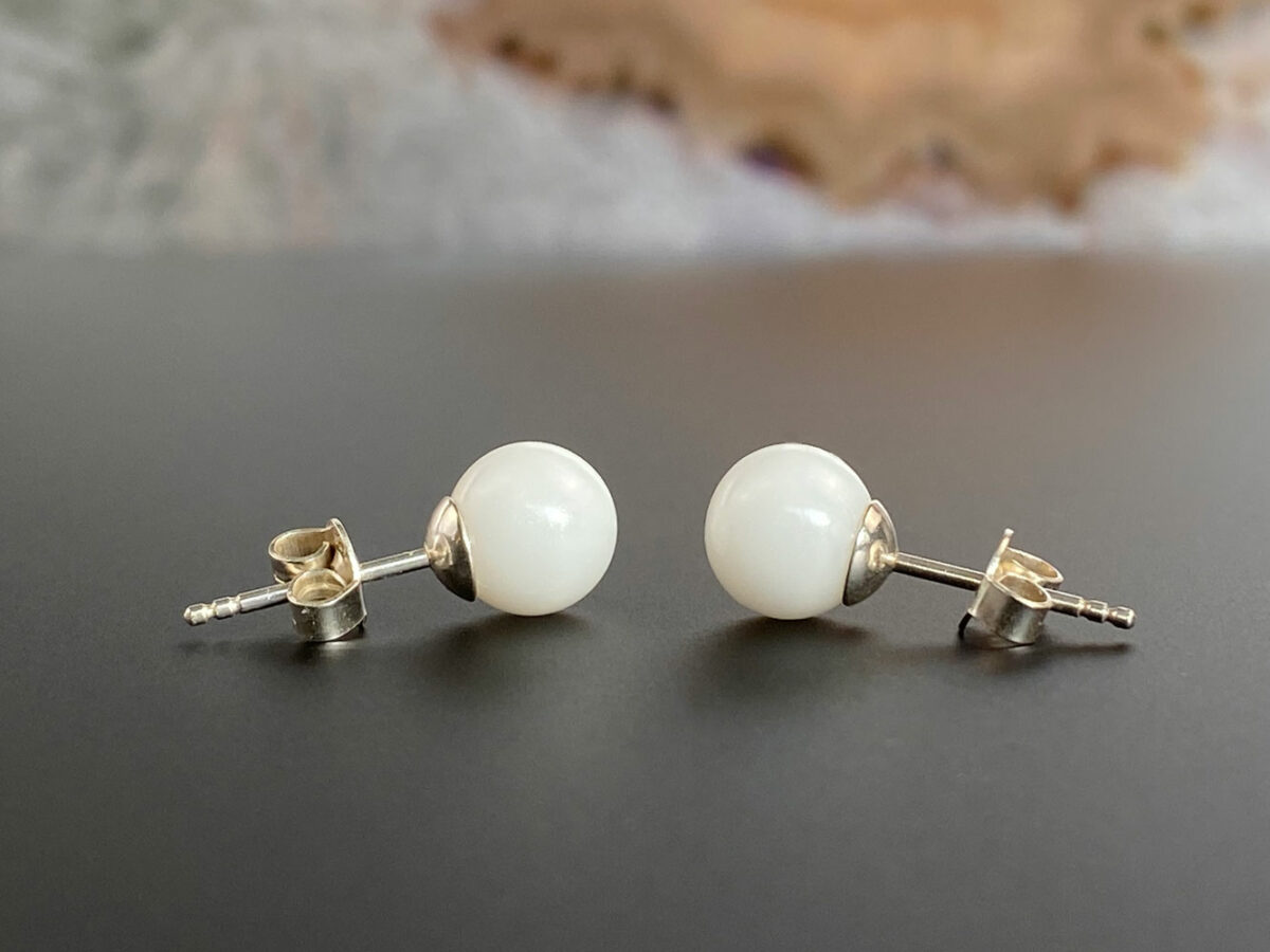 breastmilk jewelry pearls studded earrings KeepsakeMom sterling silver