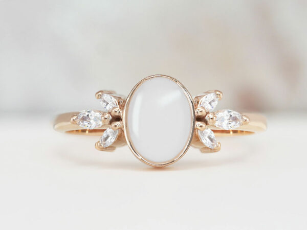 breastmilk ring rose gold plated burst of love oval with three crystals on each side from KeepsakeMom