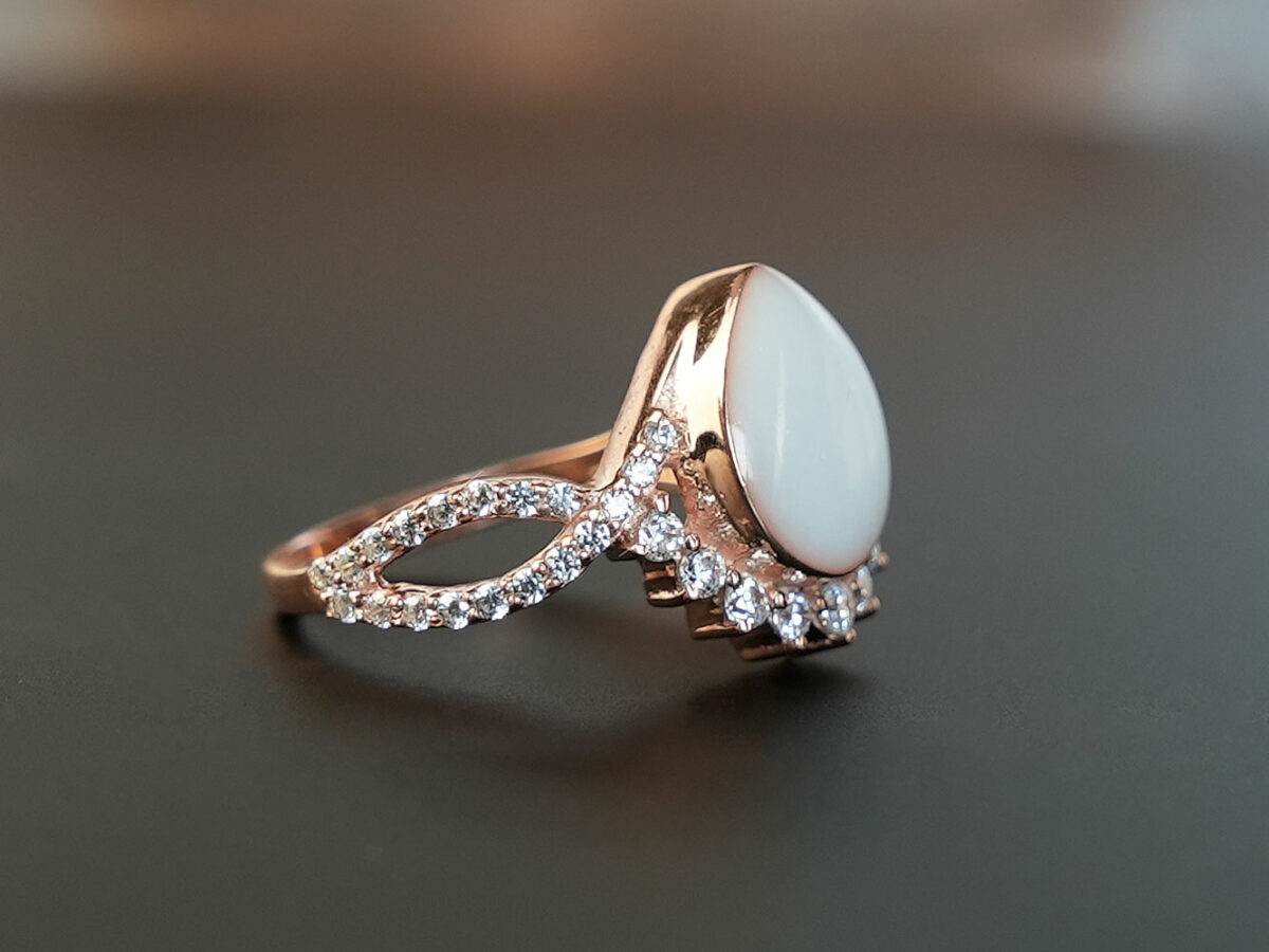breastmilk jewelry ring crystals teardrop birth month color crystals teardrop from KeepsakeMom rose gold