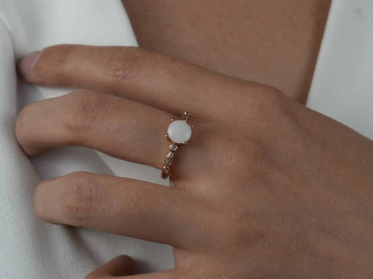 rose gold plated sterling silver breast milk jewelry with diamond shape stone and diamond crystals from KeepsakeMom