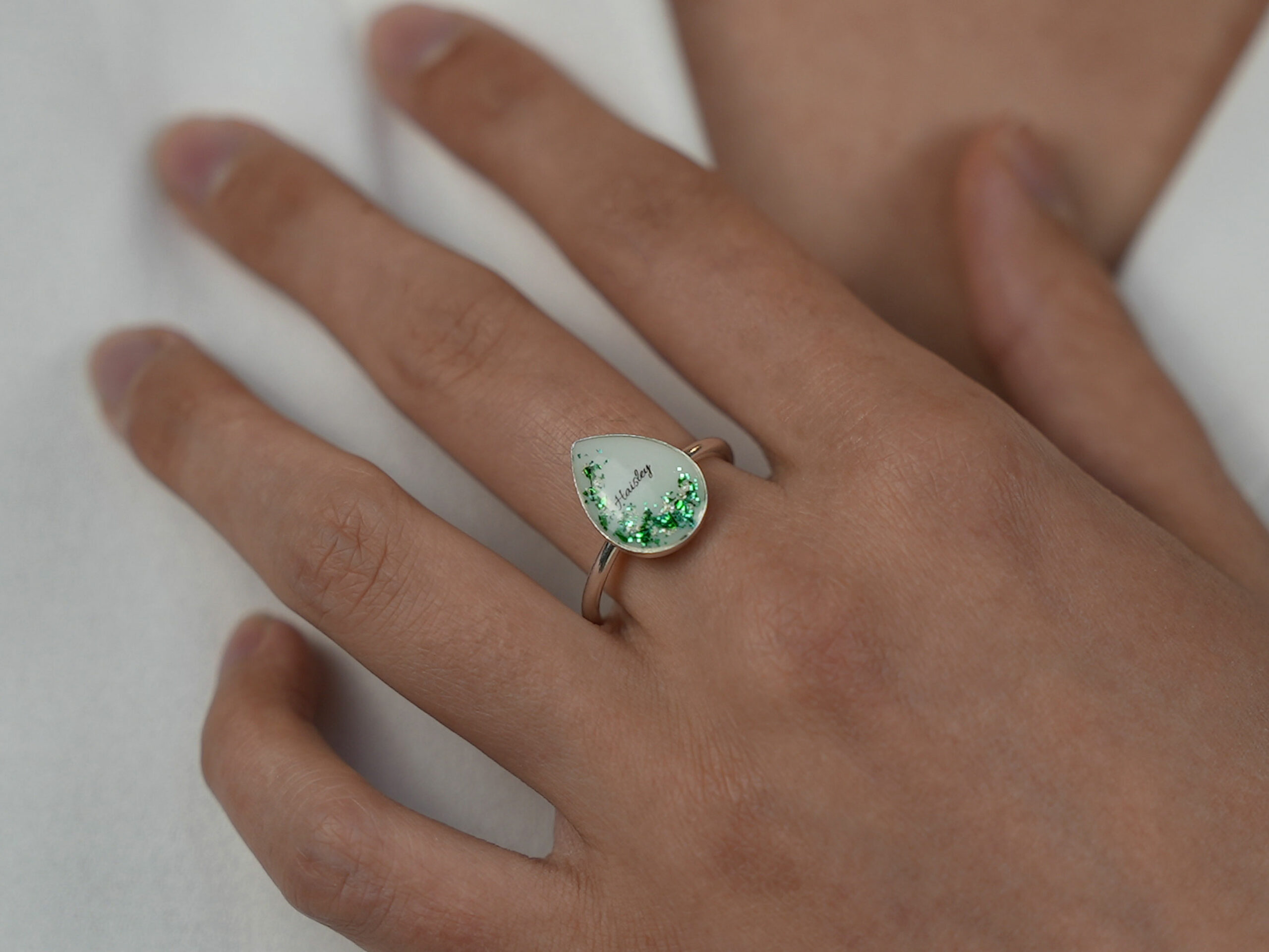 Breast Milk Jewelry Keepsakemom Ring Green Silver Emerald