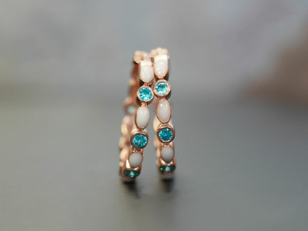 breastmilk jewelry earrings studded hoops infinity marquise blue crystals KeepsakeMom rose gold