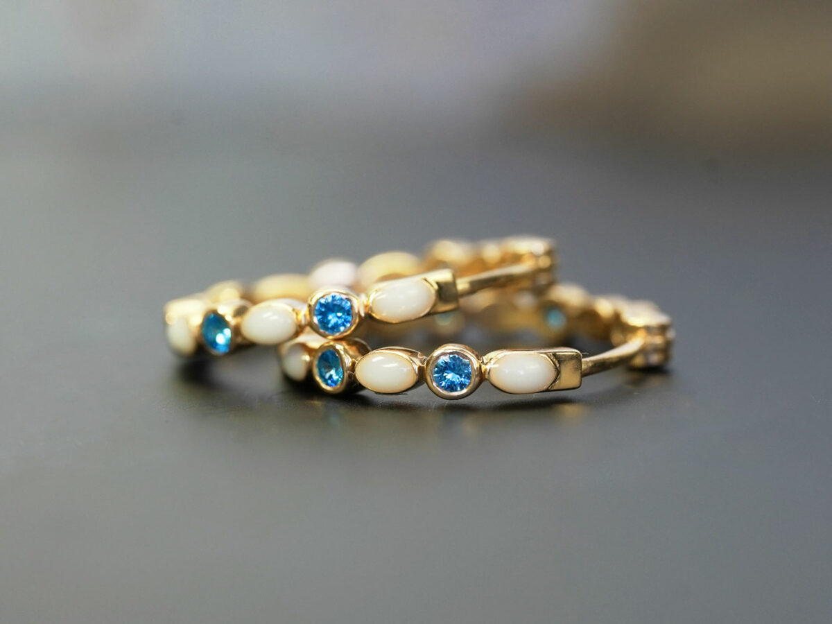 breastmilk jewelry earrings studded hoops infinity marquise blue crystals KeepsakeMom gold