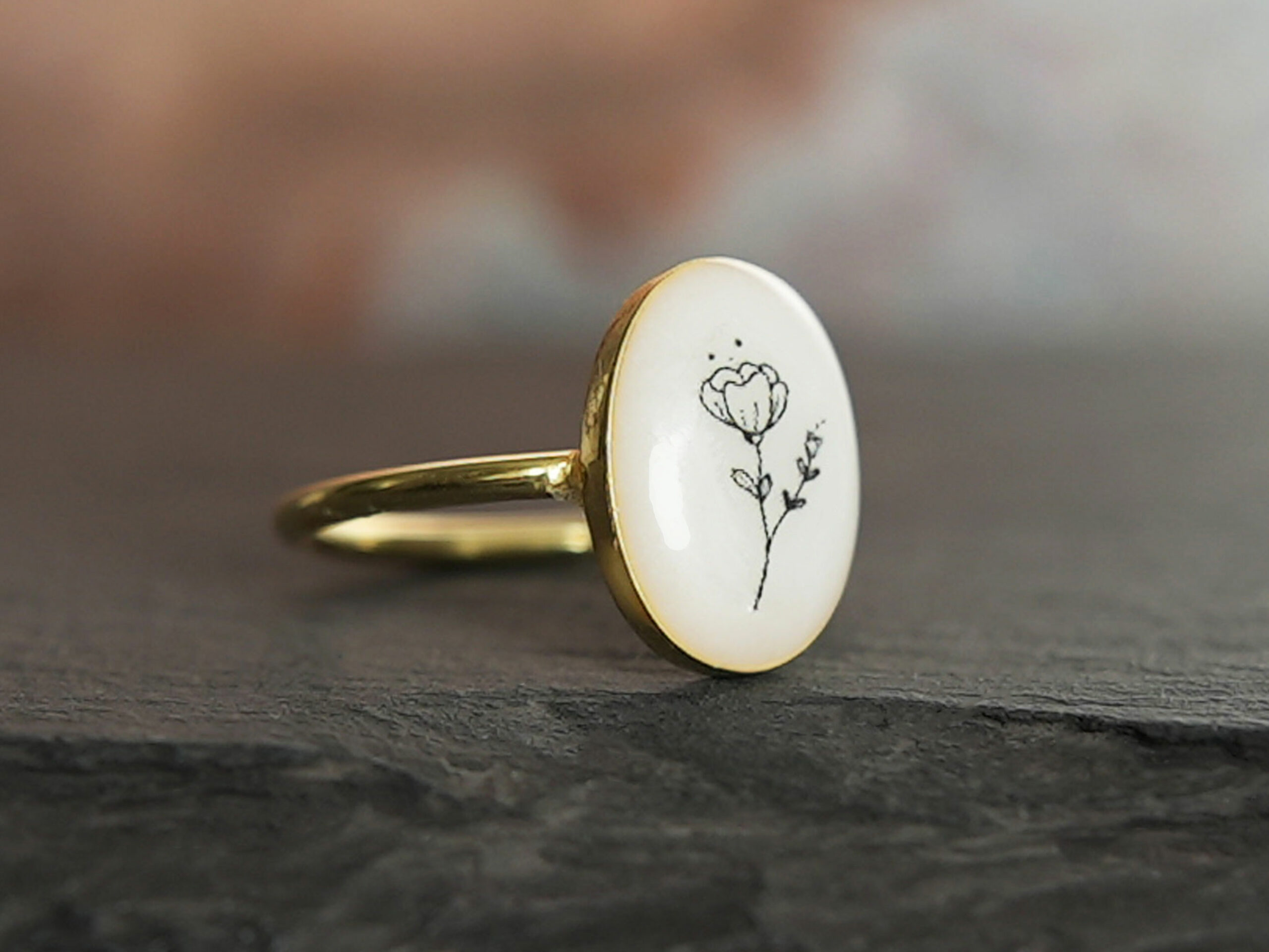 Breastmilk Flower Birth Month Ring