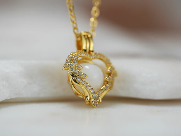 breastmilk jewelry locket necklace pendant pearl milk Keepsakemom gold heart wings