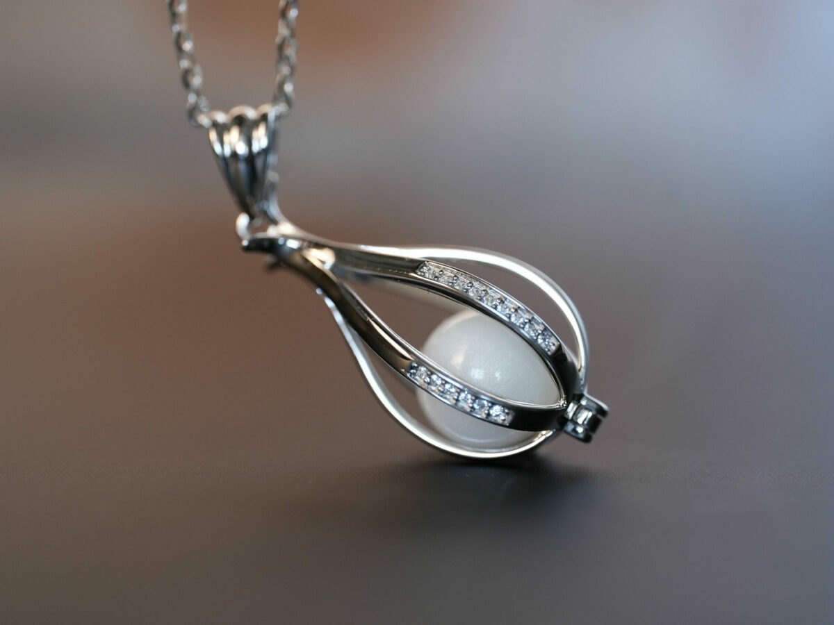 breastmilk jewelry locket necklace pendant pearl milk Keepsakemom silver