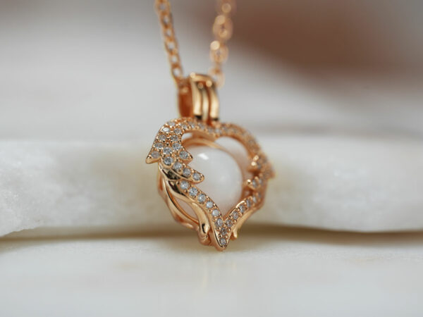 breastmilk jewelry locket necklace pendant pearl milk Keepsakemom rose gold wings heart