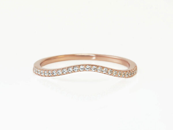 breastmilk jewelry add-on ring fine band KeepsakeMom rose gold clear crystals wave shaped