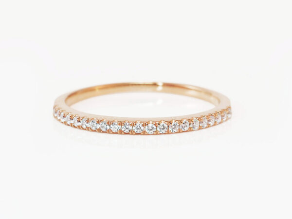 breastmilk jewelry add-on ring fine band KeepsakeMom rose gold clear crystals