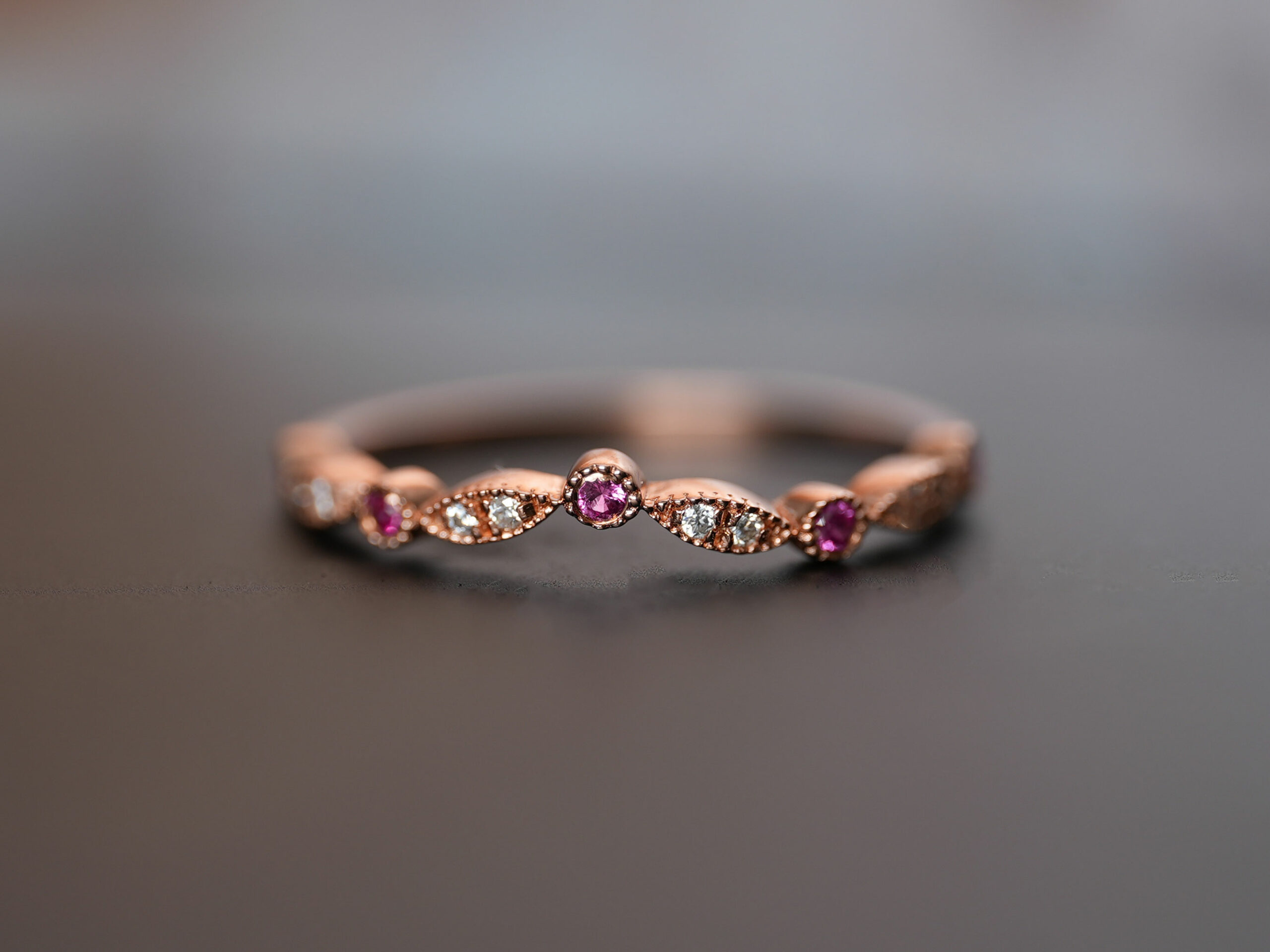 breastmilk jewelry add-on ring fine band KeepsakeMom rose gold pink crystals