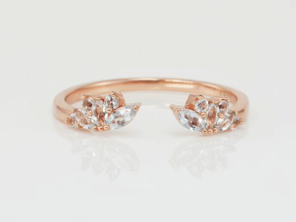 breastmilk jewelry add-on ring fine band KeepsakeMom rose gold clear crystals in a shape of wings adjustable