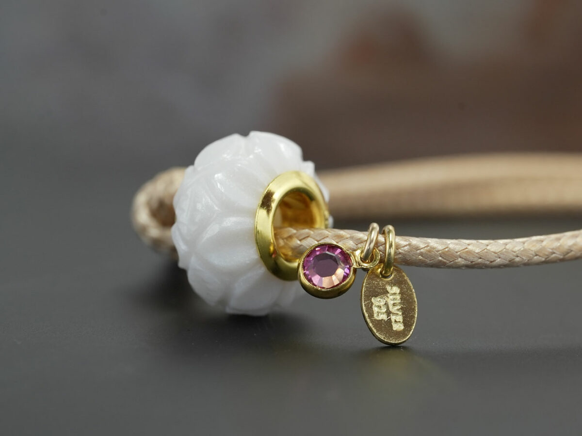 breastmilk jewelry flower bead bracelet with yellowgold birth charm keepsakemom