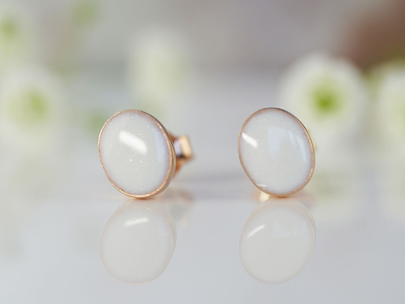 Breastmilk Jewelry Earrings Pair Oval Studs Rose Gold Keepsakemom