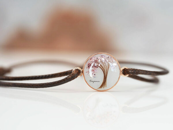 breastmilk jewelry tree of life bracelet with rosegold childs name birth flakes hair inclusion keepsakemom
