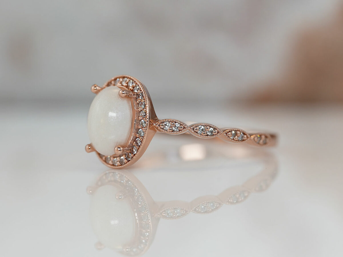 breastmilk jewelry oval stone fine band with crystals ring gold KeepsakeMom
