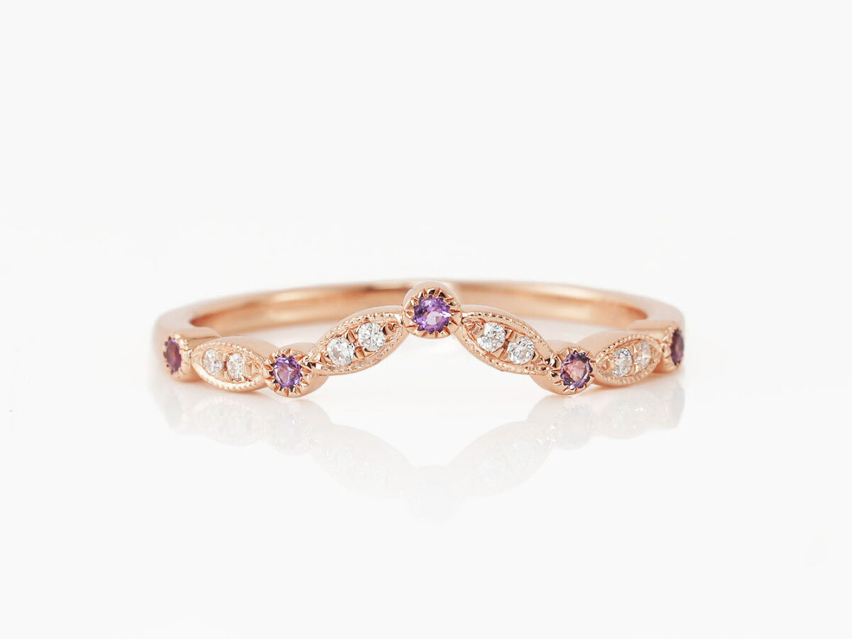 breastmilk jewelry add-on ring fine band KeepsakeMom rose gold pink crystals