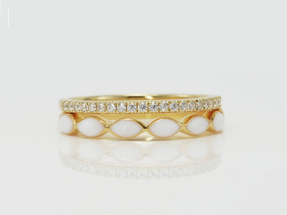 breast milk two rings set fine bands yellow gold plated from keepsakemom