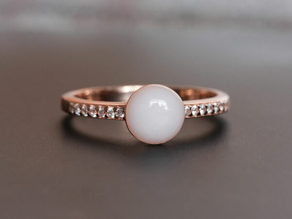 breastmilk ring jewelry fine band birth month color crystals round breastmilk stone KeepsakeMom rose gold