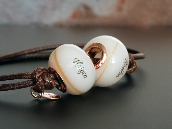 breastmilk jewelry bead bracelet with rosegold hair inclusion childs name birth date keepsakemom