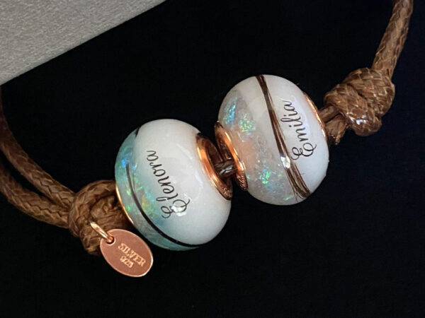 breastmilk jewelry bead bracelet with birth color childs name birth date rosegold keepsakemom