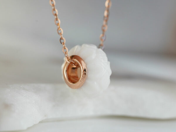 breastmilk jewelry flower bead with rose gold on chain keepsakemom