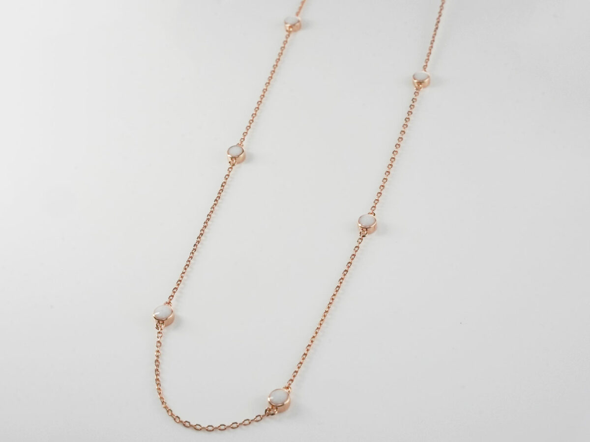 breastmilk jewelry fine dainty chain with six 4mm discs filled with breastmilk from KeepsakeMom