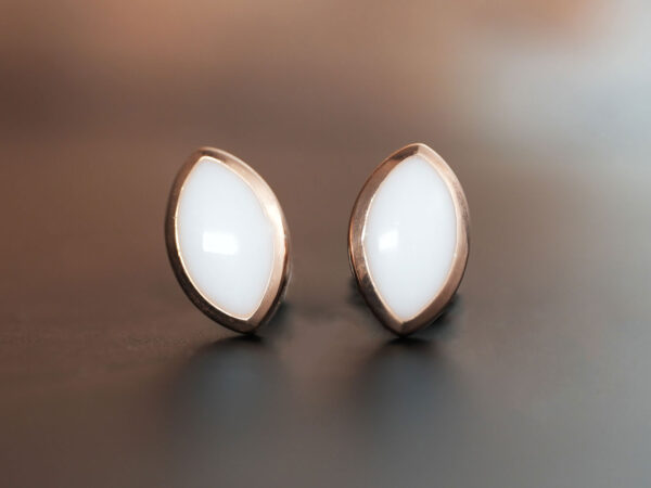 breastmilk oval studded earrings KeepsakeMom sterling silver plated rose gold