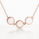 breastmilk jewelry for DIY KIT necklace in rose gold with three small discs filled with breastmilk from keepsakemom